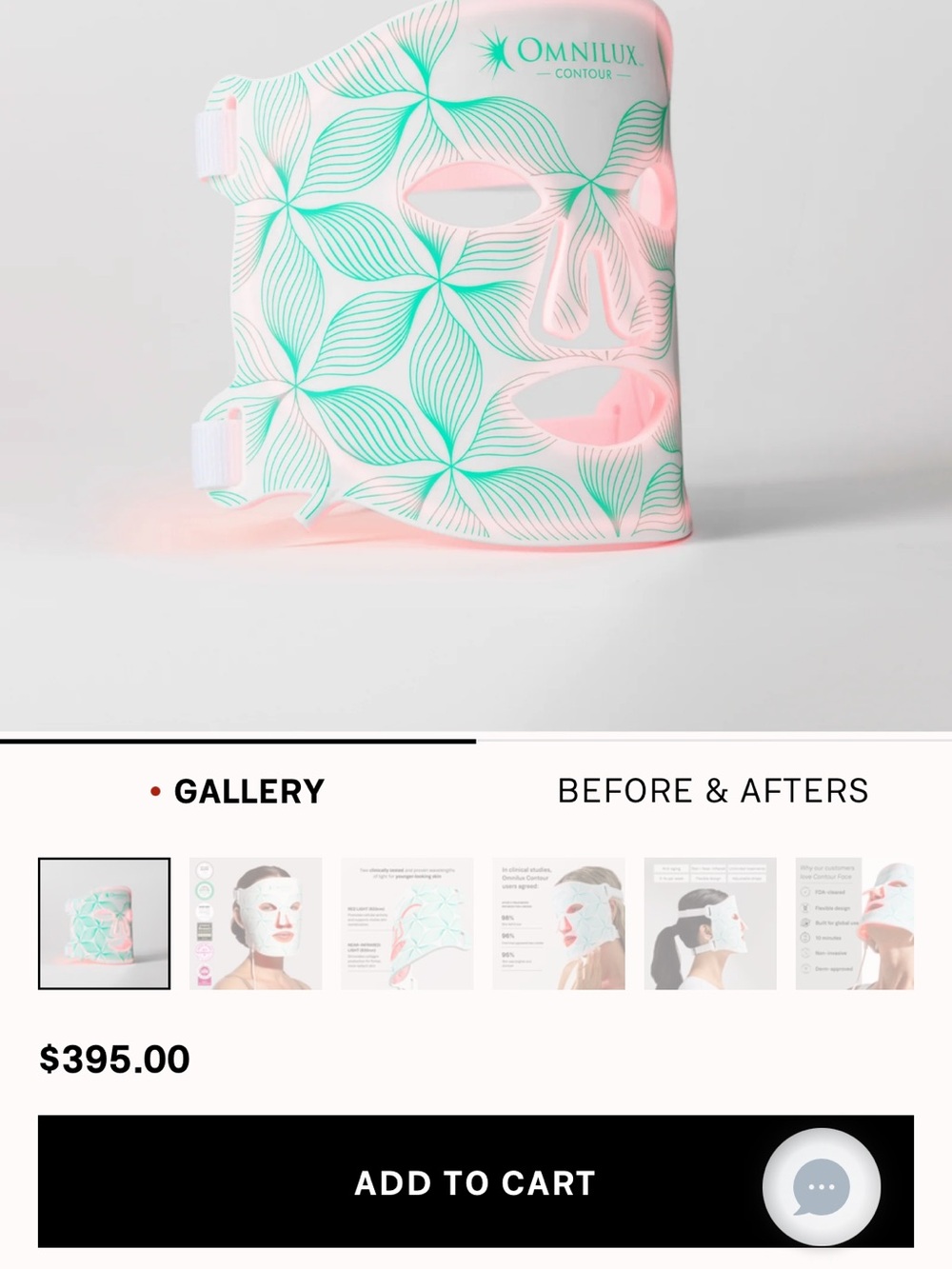 Omnilux Contour LED Therapy Mask — White with Teal Floral